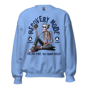 Recovery Mode Sweatshirt – Killing Time, Not Brain Cells - Carolina Blue / S | Sobervation
