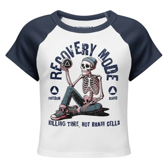 Recovery Mode Women's Raglan Baby Tee | Killing Time Not Brain Cells - S | Sobervation