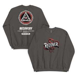 Recovery Rebellion Crewneck Sweatshirt – Everyday is a Win - Charcoal / S | Sobervation