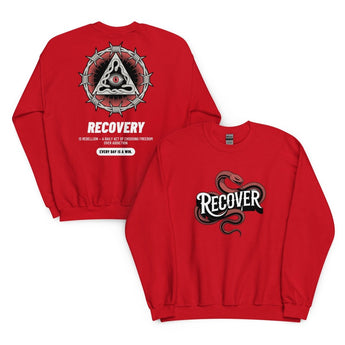 Recovery Rebellion Crewneck Sweatshirt – Everyday is a Win - Red / S | Sobervation