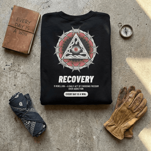 Recovery Snake Crewneck Sweatshirt – Every Day is a Win - Black / S | Sobervation