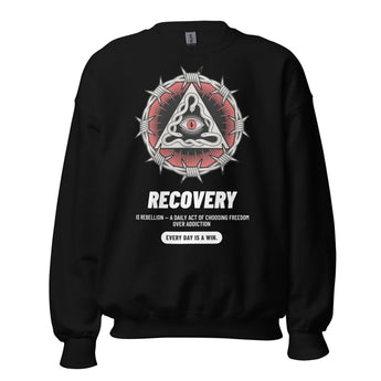 Recovery Snake Crewneck Sweatshirt – Every Day is a Win - Black / S | Sobervation