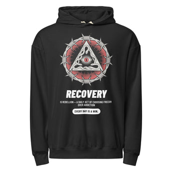 Recovery Snake Garment-Dyed Lightweight Hoodie | Premium Sobriety Symbol - Black / S | Sobervation