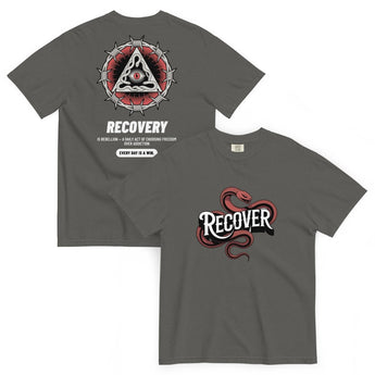 Recovery Snake Comfort Colors Heavyweight Tee – Sobriety Symbol Streetwear - Pepper / S | Sobervation