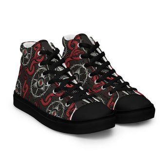 Recovery Snake Men's High Top Canvas Shoes – Sobriety Symbol Pattern - Black / 5 | Sobervation