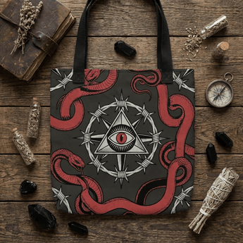 Recovery Snake Tote Bag – Sobriety Symbol Pattern - Black Tote Bag - Sobervation