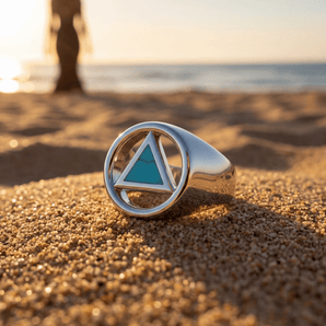 Recovery Sterling Silver Ring – Sobriety Triangle with Gemstone TRI2396 - 5 Ring - Sobervation