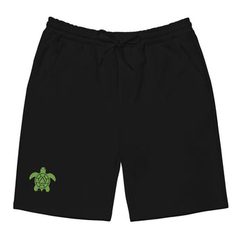 Recovery Turtle Embroidered Men's Fleece Shorts - Black / S | Sobervation