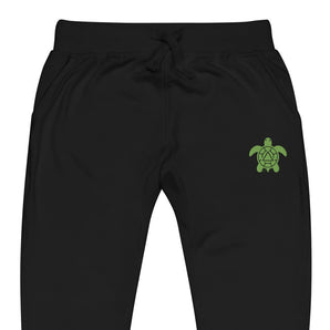 Recovery Turtle Embroidered Unisex Fleece Sweatpants - Black / XS | Sobervation