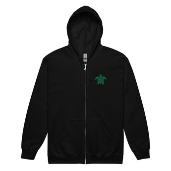 Recovery Turtle Embroidered Zip Hoodie – Subtle Strength in Every Stitch - Black / S | Sobervation