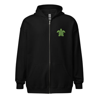 Recovery Turtle Zip Hoodie – Embroidered & Printed - Black / S | Sobervation