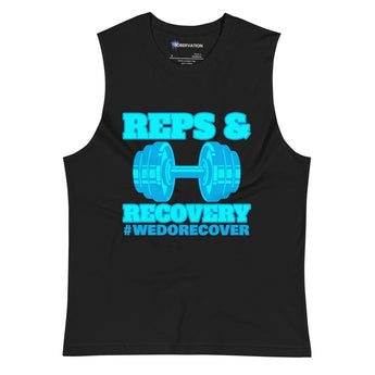 Reps & Recovery Men's Muscle Shirt - Fitness Meets Sobriety Apparel - Black / S | Sobervation