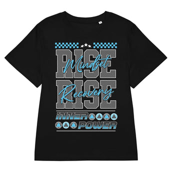 Rise Mindset Organic Tee – Women's Sustainable Recovery Apparel | Inner Power - Black / S | Sobervation