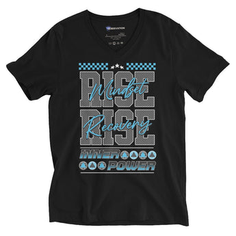 Rise Mindset V-Neck Tee – Recovery Motivation | Inner Power Sobriety - Black / S | Sobervation