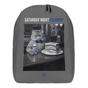 Saturday Night Clubbin' - Cat In A Bar Eating A Club Sandwich Minimalist Backpack - Backpack - Sobervation
