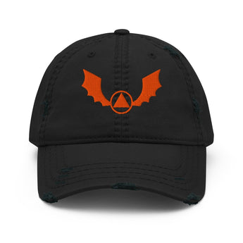 Scary Sober Night Distressed Dad Hat – Bat Recovery Emblem - Black Dad Hat - Sobervation