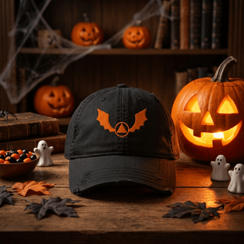 Scary Sober Night Distressed Dad Hat – Bat Recovery Emblem -Black Distressed Dad Hat - Sobervation