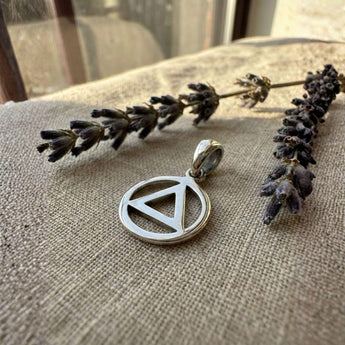 Serenity Circle AA Symbol Mini Sterling Silver Pendant – Sobervation Collection - Default Title | Sobervation