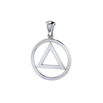 AA Symbol Sterling Silver Pendant - Serenity Circle Necklace - Default Title | Sobervation