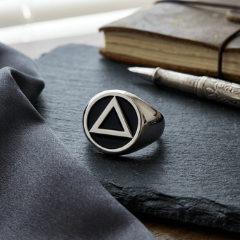 Serenity Circle AA Symbol Sterling Silver Ring TR117 - 4 Ring - Sobervation