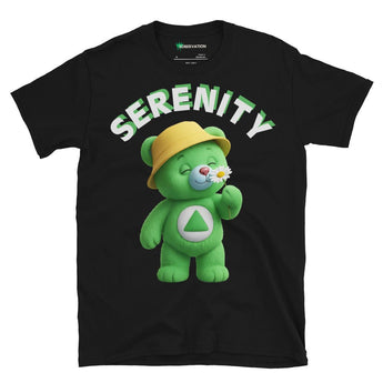 Serenity Cub Essential Tee – Green Edition (Stop and Smell the Growth) - Black / S | Sobervation