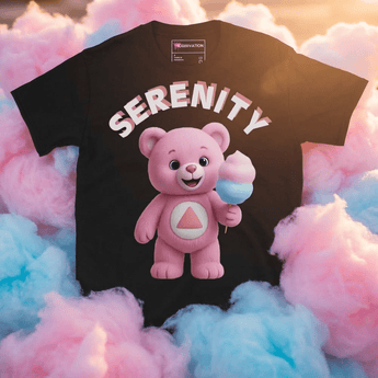 Serenity Cub Essential Tee | Pink Edition – Cotton Candy Joy | Sobriety T-Shirt - Black Graphic Print T Shirt - Sobervation