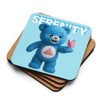 Serenity Cub – Peaceful Blue Cork-Back Coaster - Default Title | Sobervation