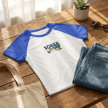 Sober AF Alien | Embroidered Women's Raglan Baby Tee - S Micro Rib Raglan Baby Tee - Sobervation