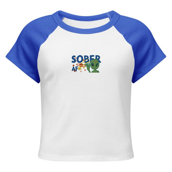 Sober AF Alien | Embroidered Women's Raglan Baby Tee - S | Sobervation