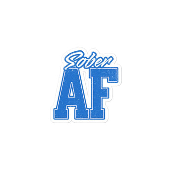 SOBER AF Collegiate Vinyl Sticker - Durable Waterproof Decal - 3″×3″ | Sobervation