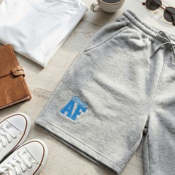 SOBER AF Embroidered Men's Fleece Shorts – Collegiate Style Comfort - Heather Grey Men's Fleece Shorts - Sobervation