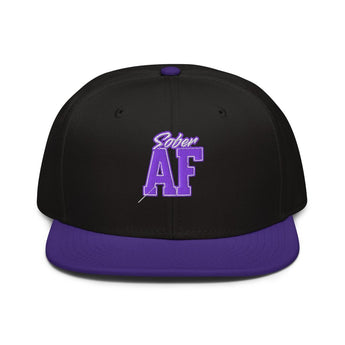 SOBER AF Embroidered Snapback – Collegiate Style Classic Cap - Purple / Black / Black | Sobervation