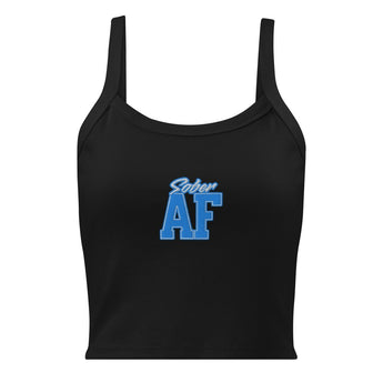 SOBER AF Embroidered Tank Top | Women's Micro-Rib - Solid Black Blend / XS | Sobervation