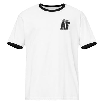 Sober AF Embroidered Unisex Ringer Tee - Recovery Streetwear - White / Black / S | Sobervation