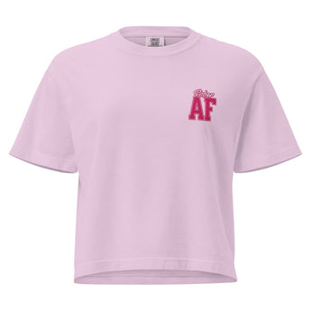 SOBER AF Embroidered Women's Heavyweight Boxy Tee – Collegiate Style - Orchid / S | Sobervation