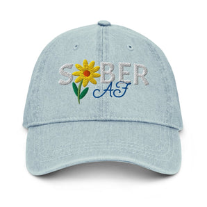 Sober AF – Sunflower Denim Cap (Pigment-Dyed Vintage Style) - Light Blue | Sobervation