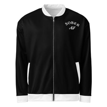 Sober AF - Varsity-Style Bomber Jacket | Recovery Outerwear - XS | Sobervation
