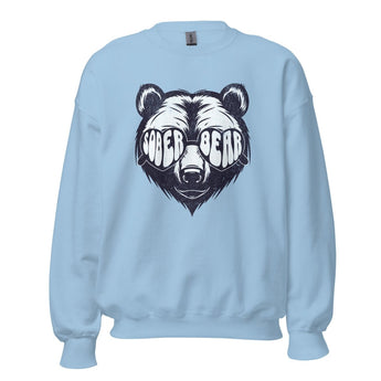 Sober Bear Heart Shades Sweatshirt – Cool Vibes Recovery Apparel - Light Blue / S | Sobervation