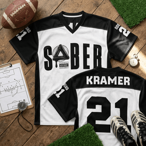 SOBER Black Label Custom Varsity Jersey | Personalized Recovery Streetwear | Sobervation - 2XS Football Jersey - Sobervation