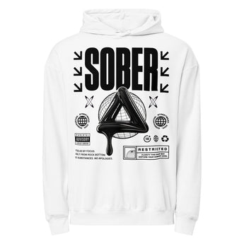 Sober Black Label Melting Symbol Hoodie | Premium Garment-Dyed Recovery Streetwear - S | Sobervation