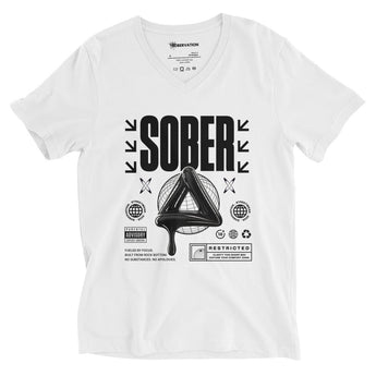 SOBER Black Label V-Neck Tee – Melting Symbol Streetwear - S | Sobervation