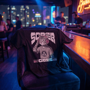 Sober Cats 25 Essential Tee | Recovery Cat Sobriety T-Shirt | Sobervation - S Graphic Print T Shirt - Sobervation