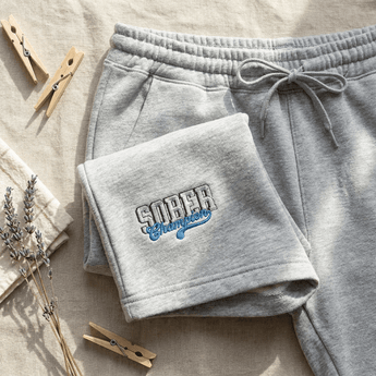 Sober Champion Embroidered Men's Fleece Shorts | Premium Recovery Apparel - Heather Grey Men's Fleece Shorts - Sobervation