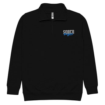 Sober Champion Embroidered Pullover | Unisex Fleece Quarter-Zip - Black / S | Sobervation