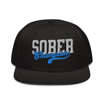 Sober Champion Embroidered Snapback - Recovery Streetwear - Black | Sobervation