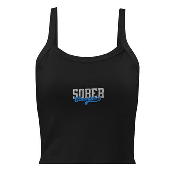 Sober Champion Embroidered Tank Top | Women's Micro-Rib - Solid Black Blend / XS | Sobervation