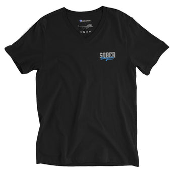 Sober Champion Embroidered Unisex V-Neck Tee - Black / S | Sobervation