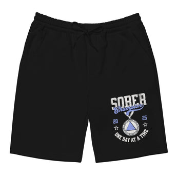 Sober Champion Fleece Shorts – One Day at a Time - Black / S | Sobervation