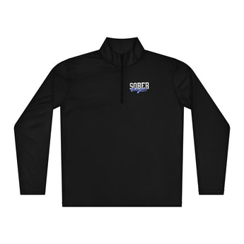 Sober Champion Lightweight Quarter-Zip Pullover – One Day at a Time - Black / XS | Sobervation