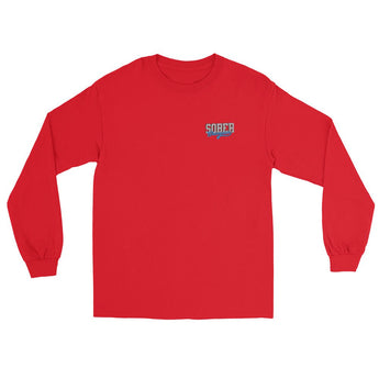 Sober Champion Long Sleeve Tee – One Day at a Time - Red / S | Sobervation